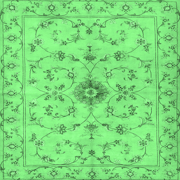 Square Machine Washable Persian Emerald Green Traditional Area Rugs, wshtr2183emgrn