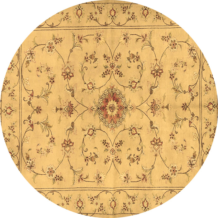Round Persian Brown Traditional Rug, tr2183brn