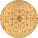 Round Persian Brown Traditional Rug, tr2183brn