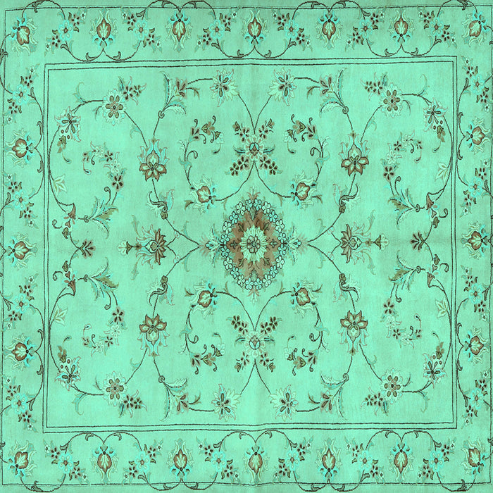 Square Persian Turquoise Traditional Rug, tr2183turq