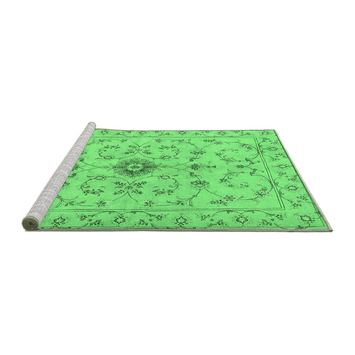 Sideview of Machine Washable Persian Emerald Green Traditional Area Rugs, wshtr2183emgrn