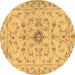 Round Machine Washable Persian Brown Traditional Rug, wshtr2183brn