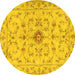 Round Machine Washable Persian Yellow Traditional Rug, wshtr2183yw