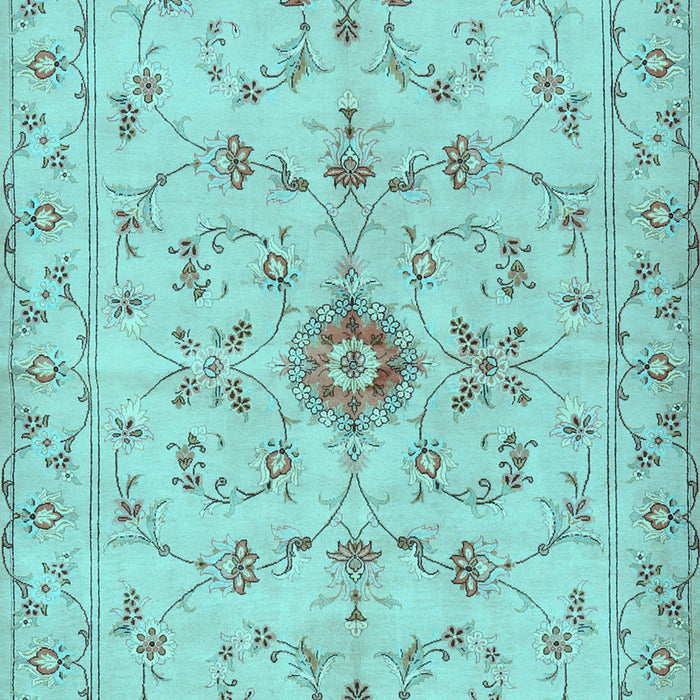 Machine Washable Persian Light Blue Traditional Rug, wshtr2183lblu