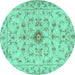 Round Persian Turquoise Traditional Rug, tr2183turq
