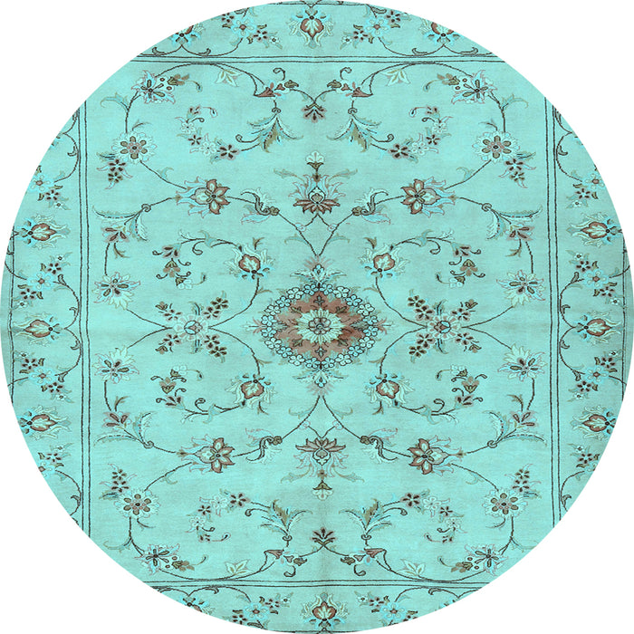 Round Persian Light Blue Traditional Rug, tr2183lblu