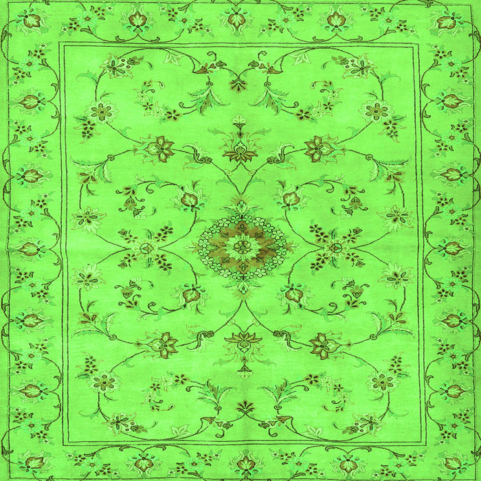 Round Machine Washable Persian Green Traditional Area Rugs, wshtr2183grn