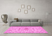 Machine Washable Persian Pink Traditional Rug in a Living Room, wshtr2183pnk