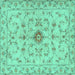 Square Machine Washable Persian Turquoise Traditional Area Rugs, wshtr2183turq