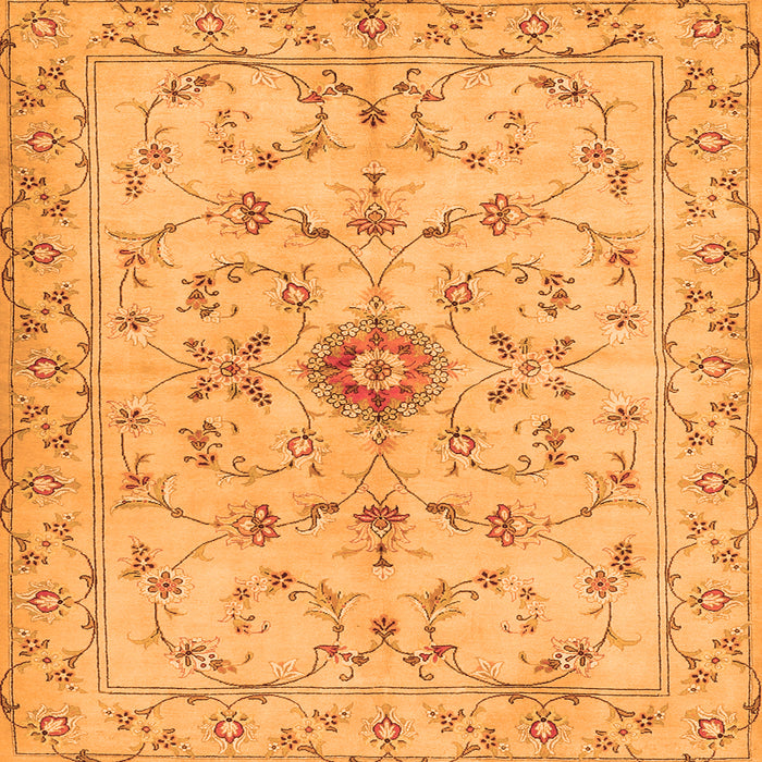 Round Machine Washable Persian Orange Traditional Area Rugs, wshtr2183org