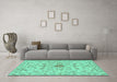 Machine Washable Persian Turquoise Traditional Area Rugs in a Living Room,, wshtr2183turq