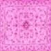 Square Machine Washable Persian Pink Traditional Rug, wshtr2183pnk