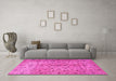 Machine Washable Persian Pink Traditional Rug in a Living Room, wshtr2184pnk