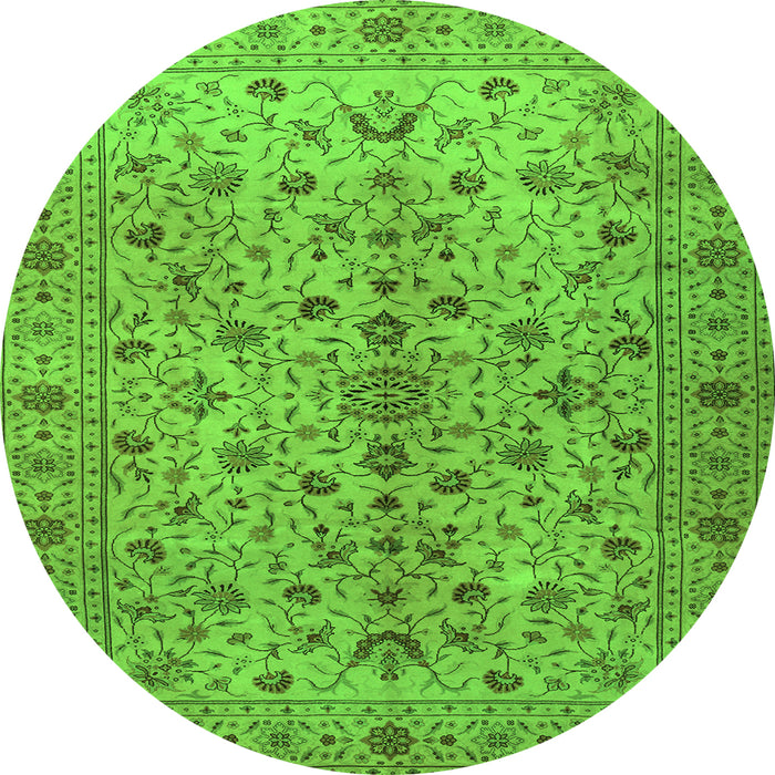 Square Persian Green Traditional Rug, tr2184grn