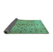 Sideview of Persian Turquoise Traditional Rug, tr2184turq