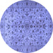 Round Machine Washable Persian Blue Traditional Rug, wshtr2184blu