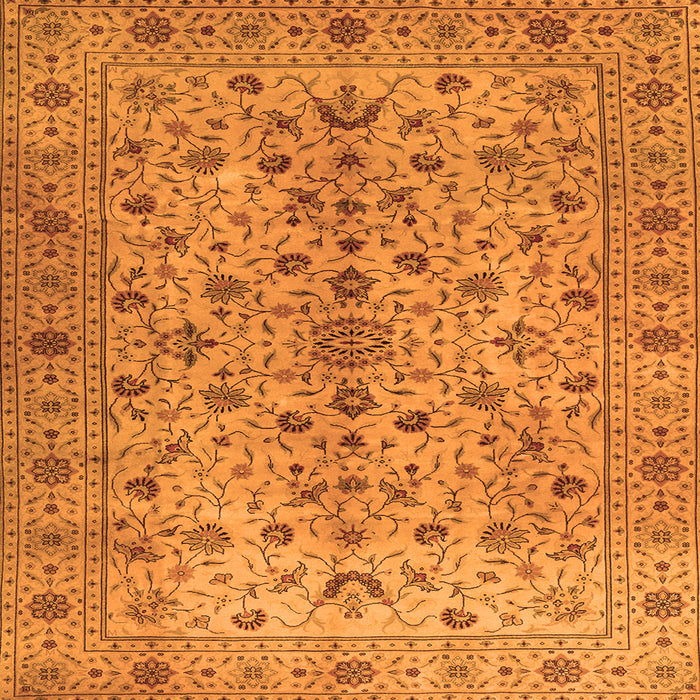 Round Machine Washable Persian Orange Traditional Area Rugs, wshtr2184org