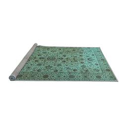 Sideview of Machine Washable Persian Light Blue Traditional Rug, wshtr2184lblu