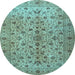 Round Persian Light Blue Traditional Rug, tr2184lblu