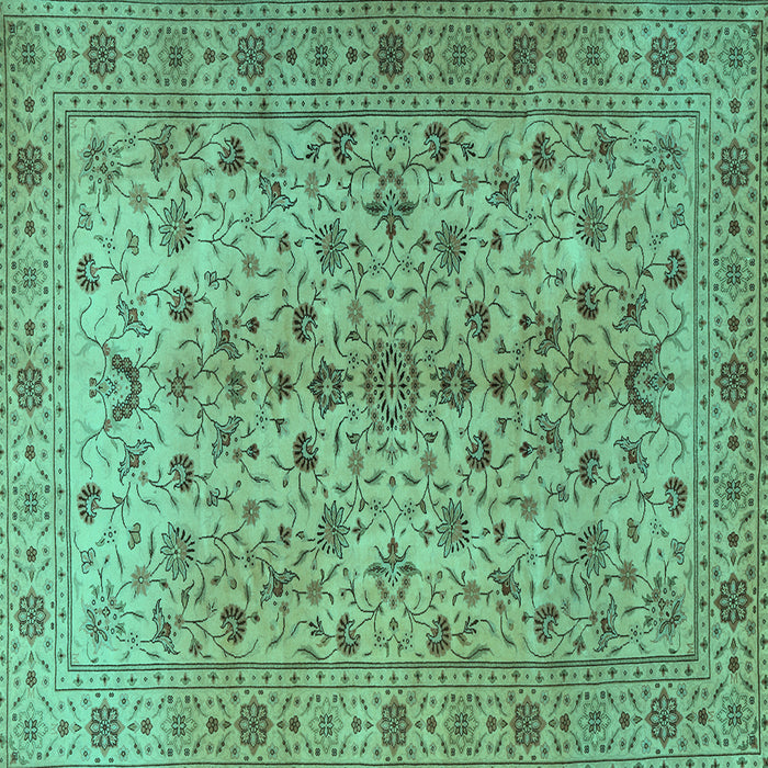 Square Machine Washable Persian Turquoise Traditional Area Rugs, wshtr2184turq