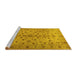 Sideview of Machine Washable Persian Yellow Traditional Rug, wshtr2184yw