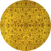 Round Machine Washable Persian Yellow Traditional Rug, wshtr2184yw