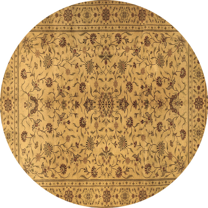 Round Persian Brown Traditional Rug, tr2184brn