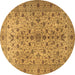 Round Persian Brown Traditional Rug, tr2184brn