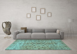 Machine Washable Persian Light Blue Traditional Rug in a Living Room, wshtr2184lblu