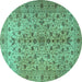 Round Persian Turquoise Traditional Rug, tr2184turq