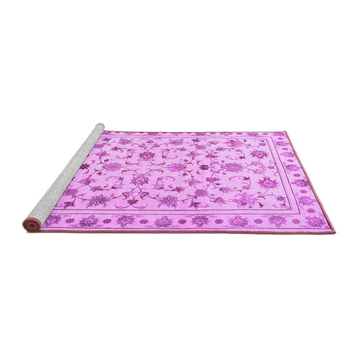 Sideview of Machine Washable Persian Purple Traditional Area Rugs, wshtr2185pur