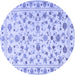 Round Machine Washable Persian Blue Traditional Rug, wshtr2185blu