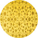 Round Machine Washable Persian Yellow Traditional Rug, wshtr2185yw