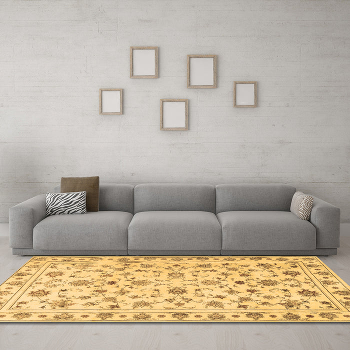 Machine Washable Persian Brown Traditional Rug in a Living Room,, wshtr2185brn