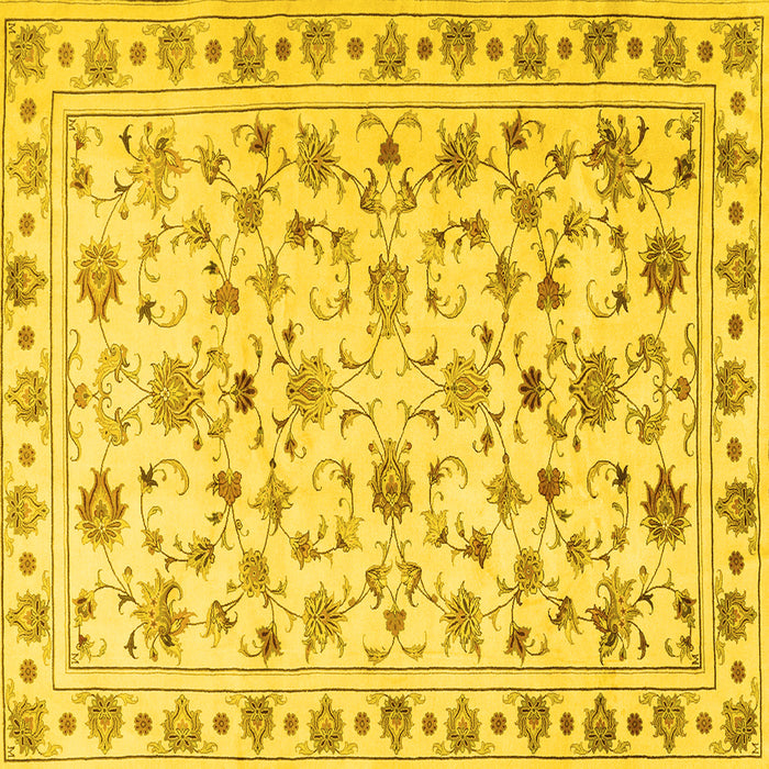 Square Machine Washable Persian Yellow Traditional Rug, wshtr2185yw
