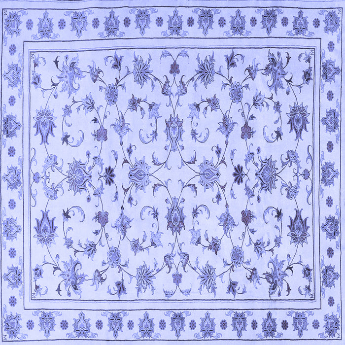 Square Machine Washable Persian Blue Traditional Rug, wshtr2185blu