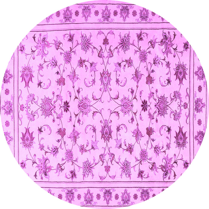 Round Machine Washable Persian Purple Traditional Area Rugs, wshtr2185pur