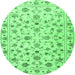 Round Persian Emerald Green Traditional Rug, tr2185emgrn