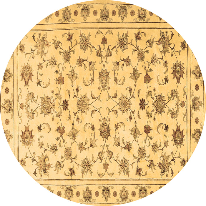 Round Persian Brown Traditional Rug, tr2185brn