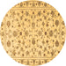 Round Persian Brown Traditional Rug, tr2185brn