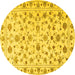 Round Persian Yellow Traditional Rug, tr2185yw