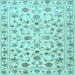 Square Machine Washable Persian Light Blue Traditional Rug, wshtr2185lblu