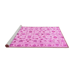 Sideview of Machine Washable Persian Pink Traditional Rug, wshtr2185pnk