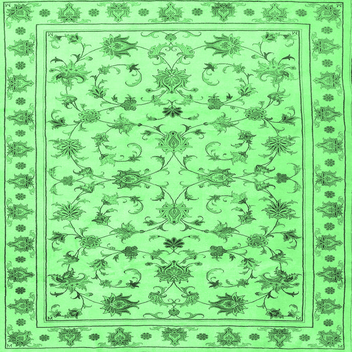 Square Persian Emerald Green Traditional Rug, tr2185emgrn