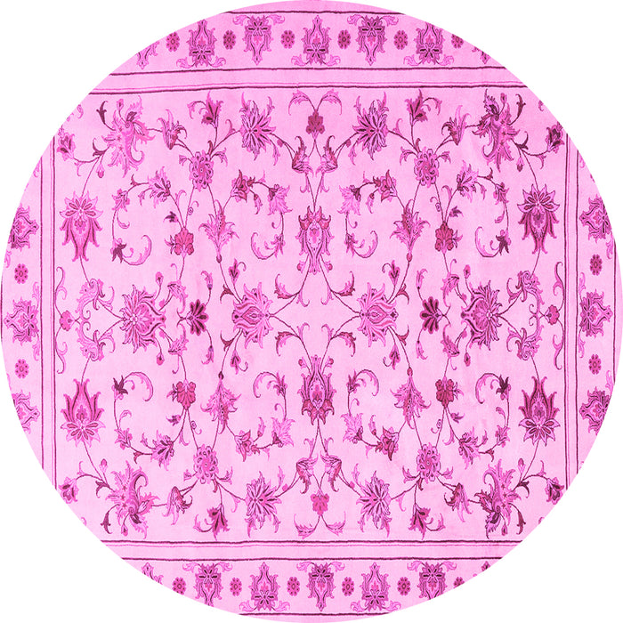 Round Machine Washable Persian Pink Traditional Rug, wshtr2185pnk