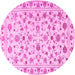 Round Machine Washable Persian Pink Traditional Rug, wshtr2185pnk