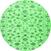 Round Machine Washable Persian Emerald Green Traditional Area Rugs, wshtr2185emgrn