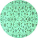 Round Persian Turquoise Traditional Rug, tr2185turq