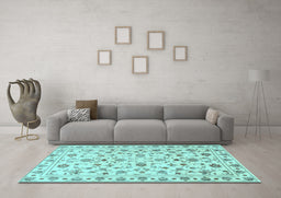 Machine Washable Persian Light Blue Traditional Rug in a Living Room, wshtr2185lblu