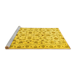 Sideview of Machine Washable Persian Yellow Traditional Rug, wshtr2185yw